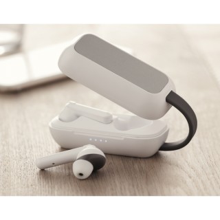 Set auriculares publicitarios con base de carga